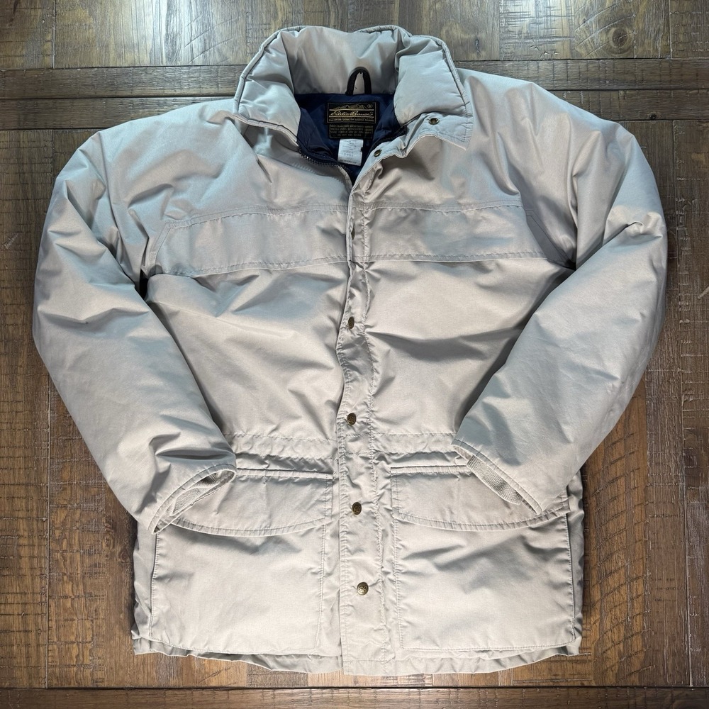 Vintage Eddie Bauer Goose Down Parka Light Khaki Men Sz L